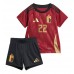 Camiseta Bélgica Jeremy Doku #22 Primera Equipación Replica Eurocopa 2024 para niños mangas cortas (+ Pantalones cortos)